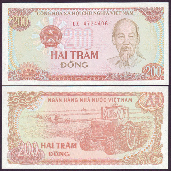 1987 Vietnam 200 Dong (Unc) L001505